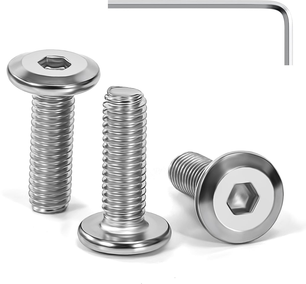 Tunejoy Flat Head Screws M5 x 16mm Hex Head Screws Stainless Steel A2 V2A Furniture Screws with Hex Wrenches Full - ShopVlot