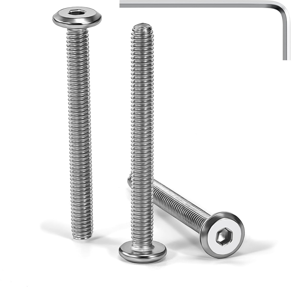 Tunejoy Flat Head Screws, M4 x 40 mm, Hex Head Screws, Stainless Steel, A2 V2A Furniture Screws with Hex Wrenches - ShopVlot