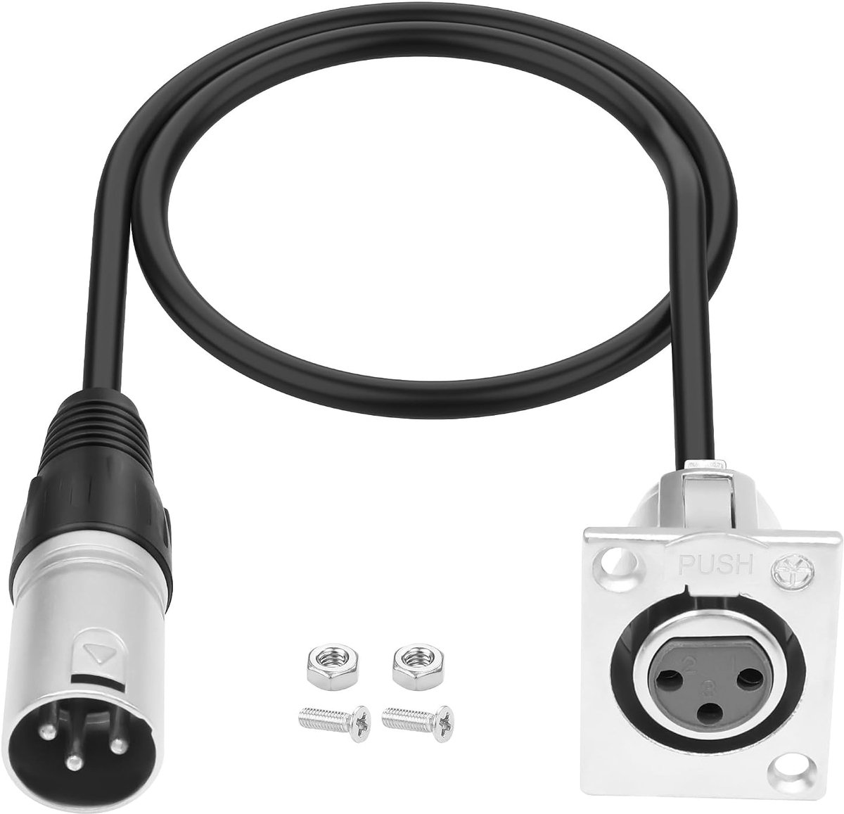 MEIRIYFA D-type XLR 3 pin bus to XLR plug fit by microphone cable, XLR patch panel mount connector adapter for - ShopVlot