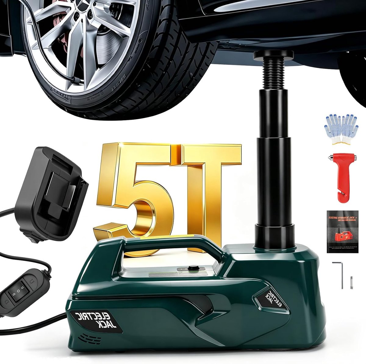 Electric Jack 5T Compatible with Makita 18 V Battery, Hydraulic Jack with LED Light for SUV, Car, Truck, Tyre Change - ShopVlot