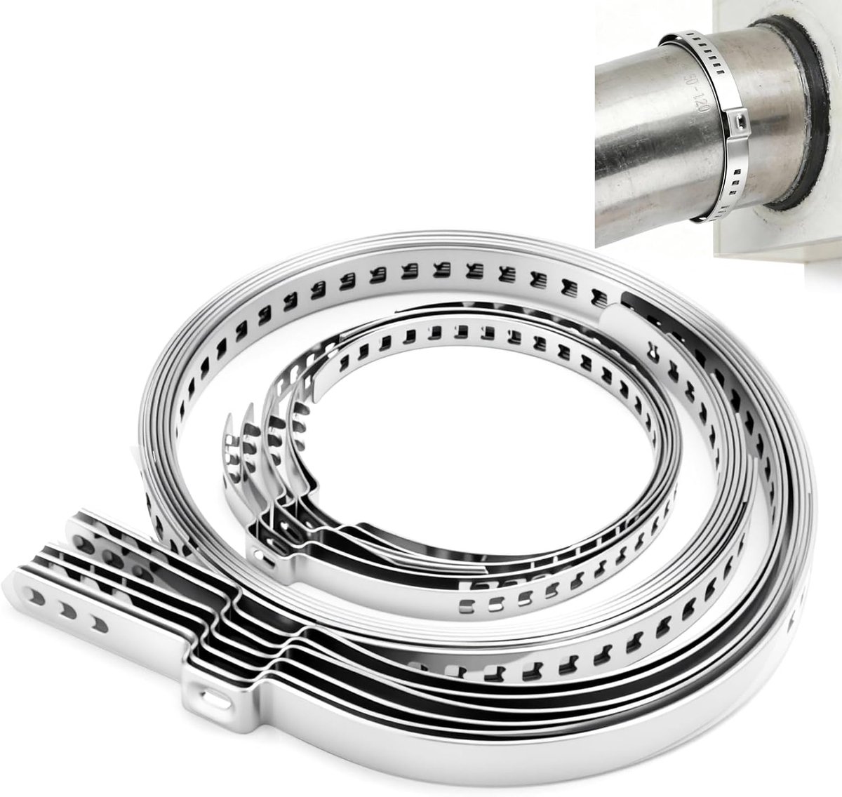 12 Pcs Adjustable Stainless Steel Hose Clamps 25-50mm and 50-120mm Drive Shaft Cuff, for Garden, Home and Pool - ShopVlot