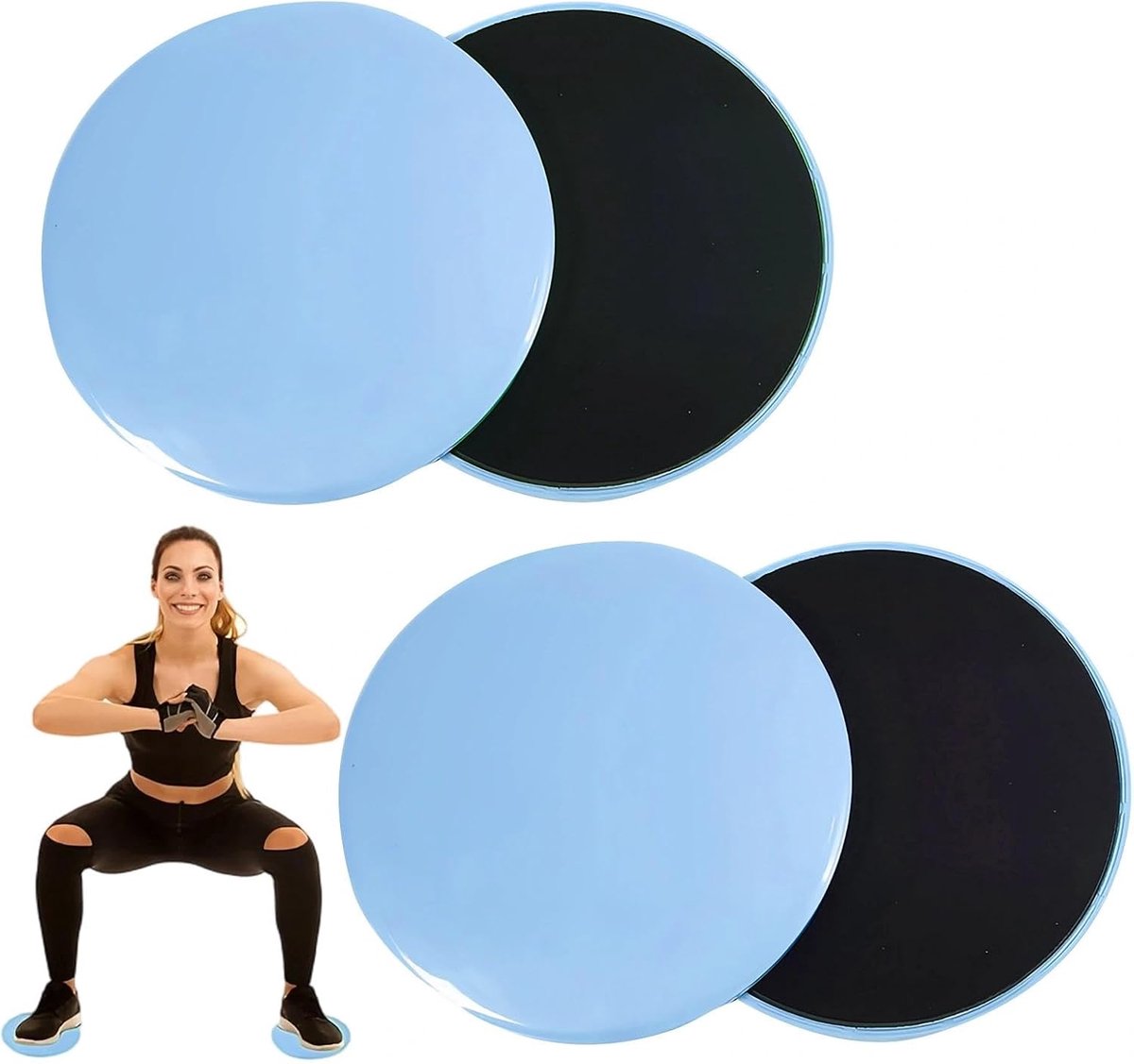 4 stuks fitnessglijders, ronde sliders, hemelsblauwe pilates sliders, geschikt voor training thuis in de sportschool - ShopVlot