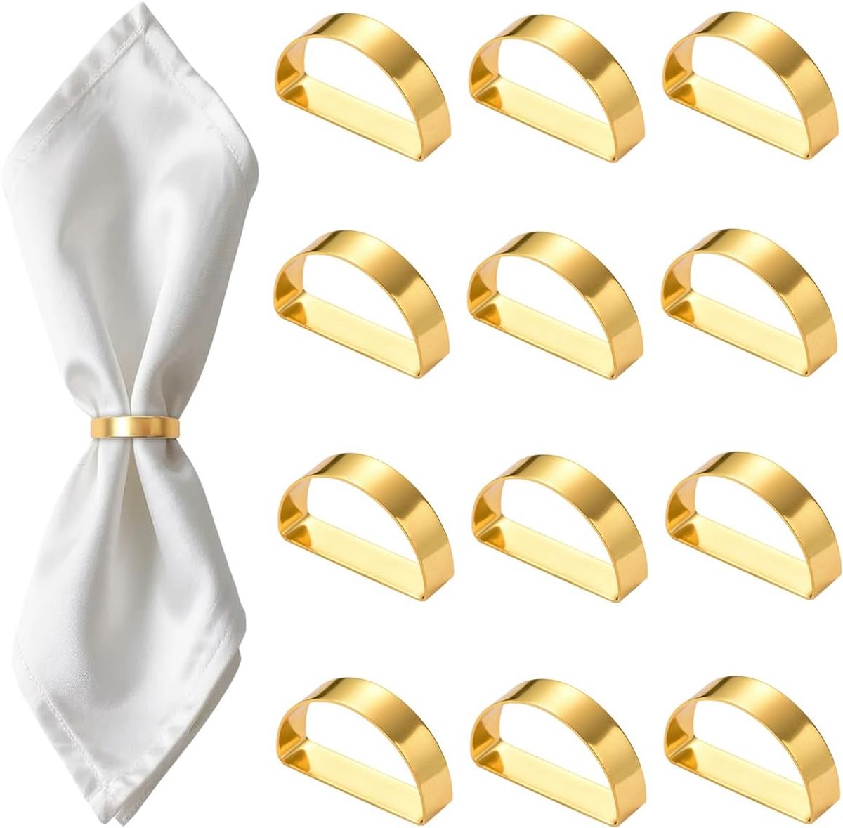 12 Pieces Round Table Napkins, 4.8x3cm Napkin Rings for Weddings, Elegant Metal Napkin Rings, Napkin Buckles for - ShopVlot