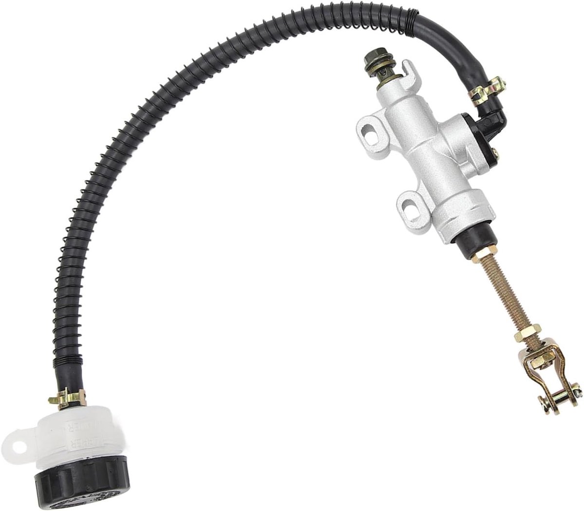 Rear Brake Master Cylinder for Motorcycle Bike and Silver Hydraulic Brake Pump Reservoir Compatible With Various - ShopVlot