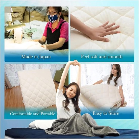 Futon matras - Vloermatras oprolbaar - Comfortabel slapen - Ademend ontwerp - Twin XL - Wit — afbeelding 3