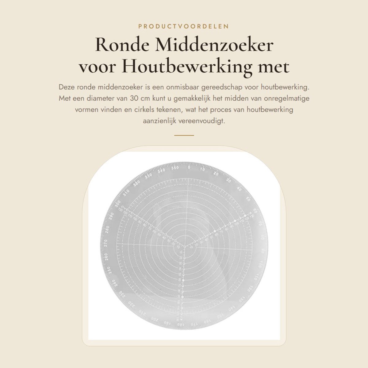 Dailygoods- Middenzoeker Groot - Acryl Houtbewerkingskompas - Cirkelmeter - Duidelijke Schalen - Duurzaam Materiaal - Geschikt voor Onregelmatige Vormen