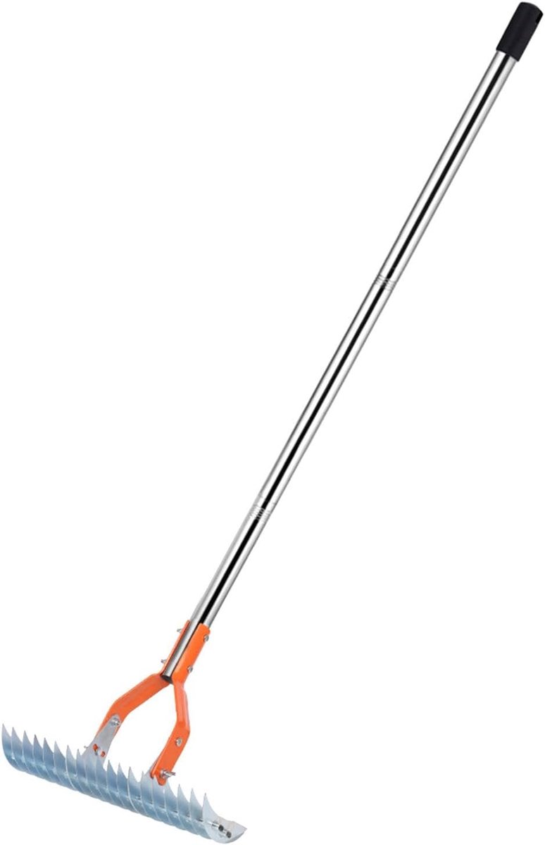Rieten hark - Gazon hark - Gazon onderhoud - Roestvrij staal - 125 cm - Zilver