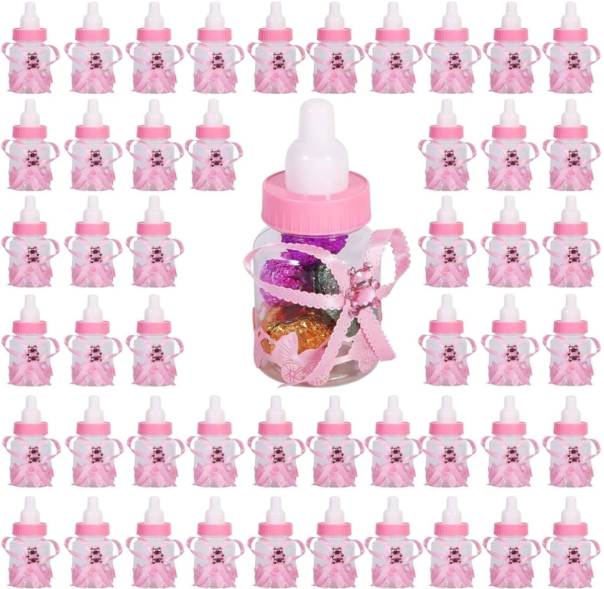 Dailygoods- Snoepfles 50 Stks - Vulbare Snoepfles - Snoeptrommel - Baby Shower Decoratie - Mini Feestartikelen - Cadeau voor Gasten - Snoepdoos