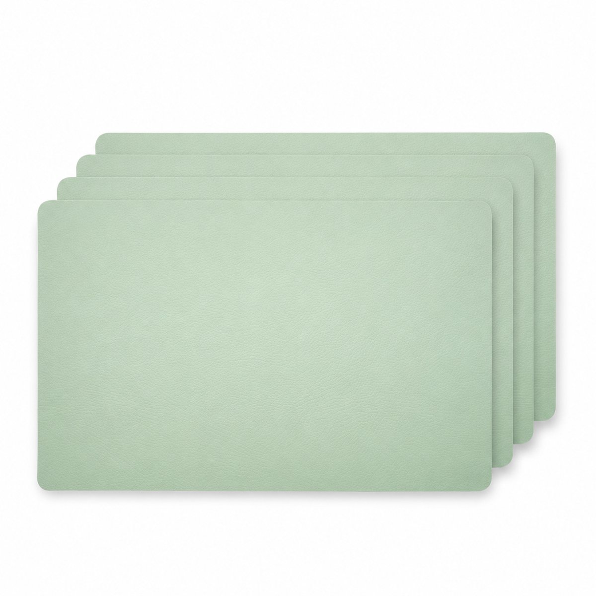 Placemat set gerecycled leer - rechthoek - 28,5 x 43,5 cm - 4 stuks - Herb