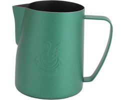 Melkopschuimkan Roestvrij Staal - Latte Art Kan - Koffie Maken - Puntige Tuit Gieten - 480 Ml - Mat Groen