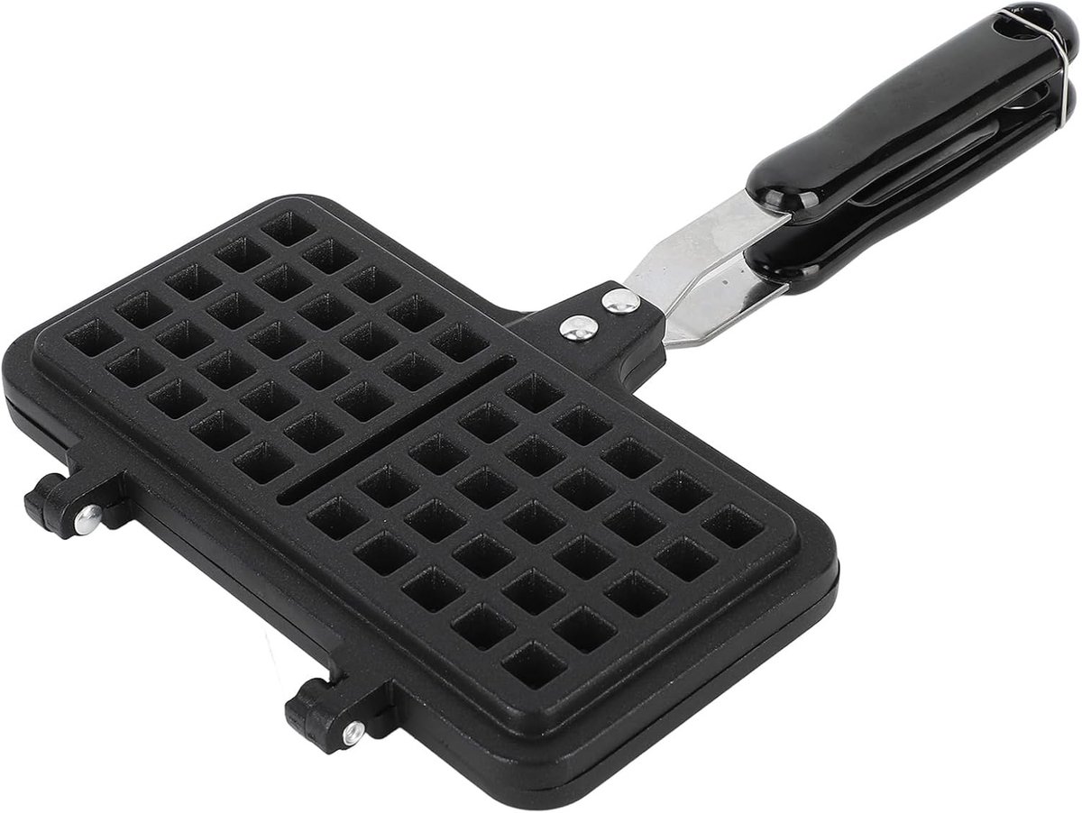 Dubbele Wafelpan - Wafelijzer Pan - Ontbijt Bakken - Anti-aanbaklaag - 21x33x3 cm - Zwart