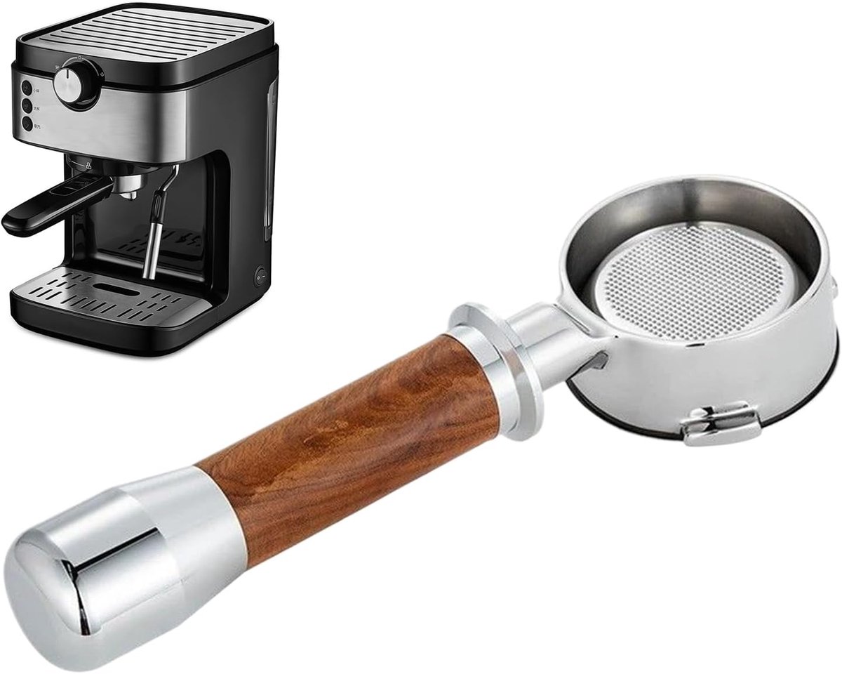 Espresso Handvat Bodemsloze Filterdrager Koffie Bereiden Roestvrij Staal 58 mm Zilver