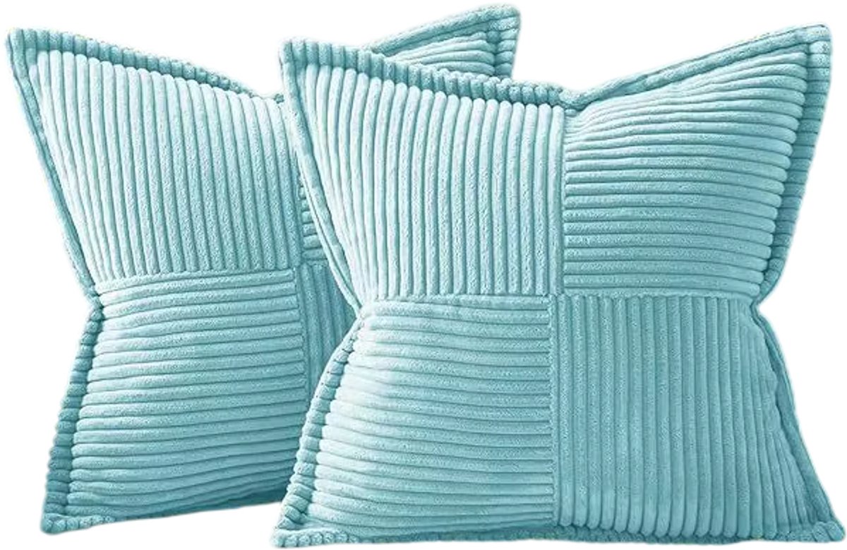rimmo Bankkussen - Effen gestreept decoratief bankkussen voor comfort, bureau- en taillesteun - Maat 40x40 cm - Blauw