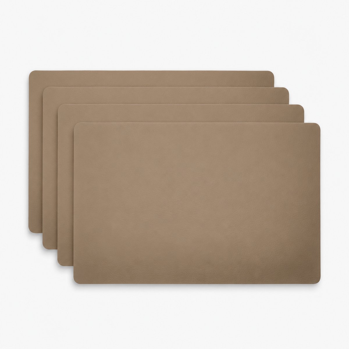 Placemat set gerecycled leer - rechthoek - 28,5 x 43,5 cm - 4 stuks - Sand