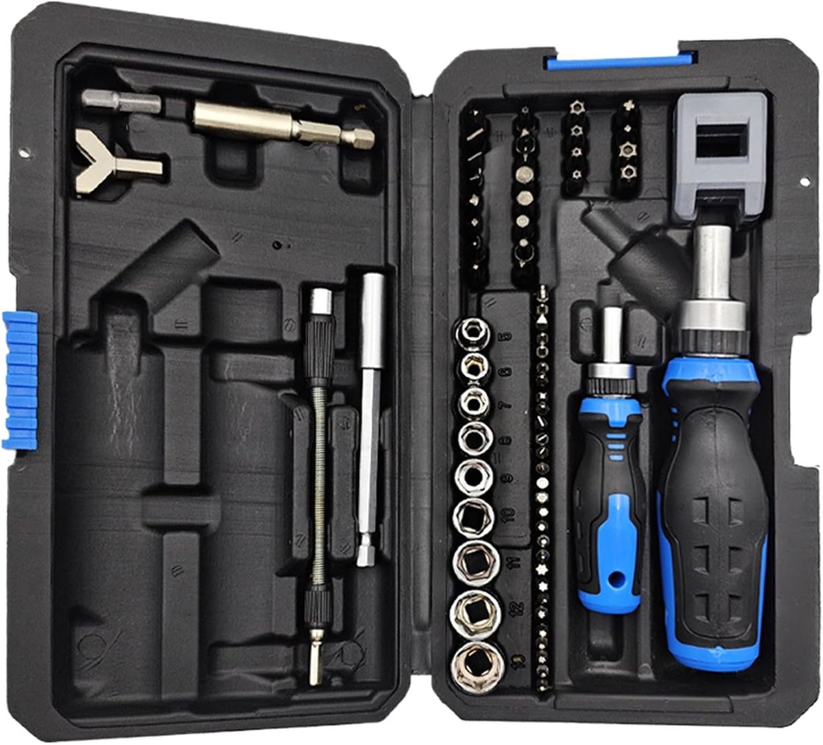 Ratelschroevendraaier Set - Precisie Gereedschap - Klussen en Reparatie - 69 Delig Magnetisch - 175 cm - Zwart