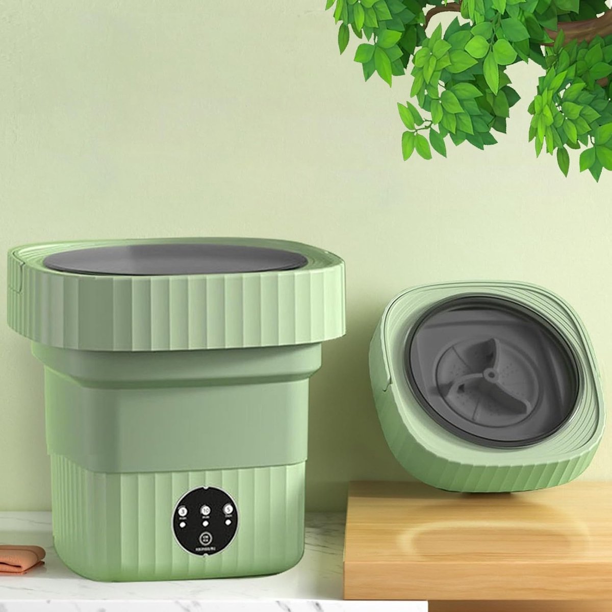 Draagbare Wasmachine Mini Washer Ondergoed Wassen Opvouwbaar Ontwerp 9 Liter Capaciteit Groen