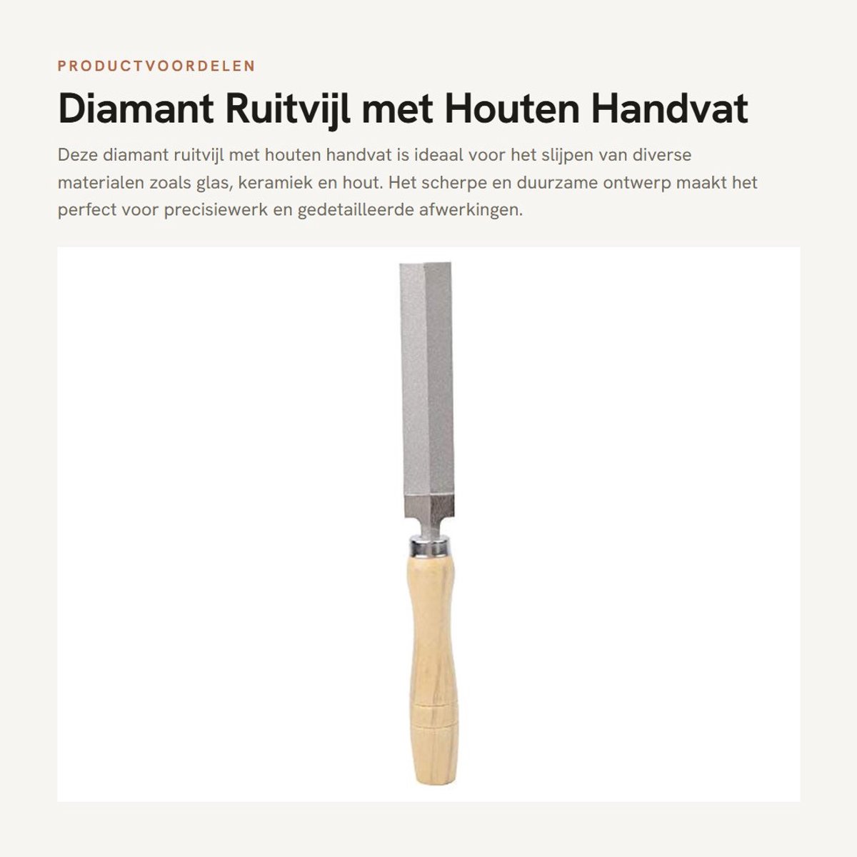 Dailygoods- Ruitvijl Diamant 100 mm - Houten Handvat - Scherp en Duurzaam - Polijsten - Houtbewerking - Tuingereedschap - Vijl