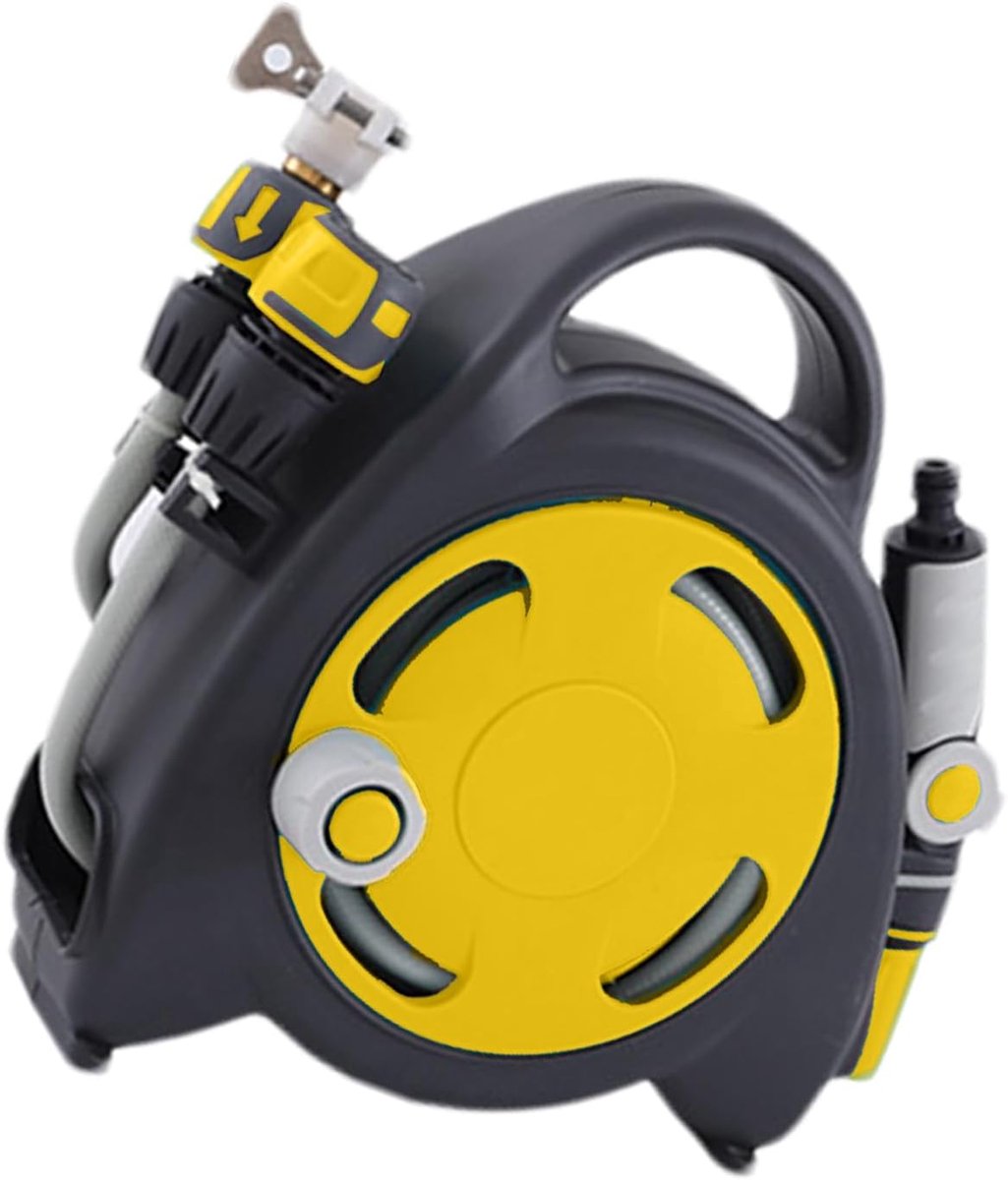 Tuinslang haspel - Automatische oproller - Tuin water geven - Zelfoprollend mechanisme - 115 meter - Geel