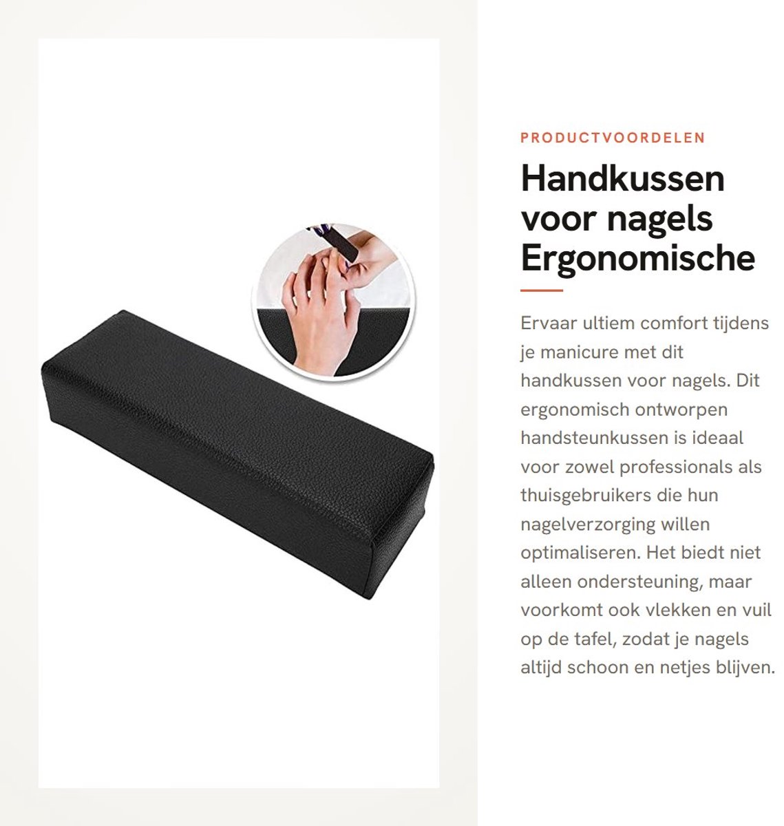 Dailygoods- Handkussen Ergonomisch - Armsteun/Nagelsteun - Manicure Kussen - Zacht/Katoen - Vuilafstotend - Kunstleer - Nagelkussen