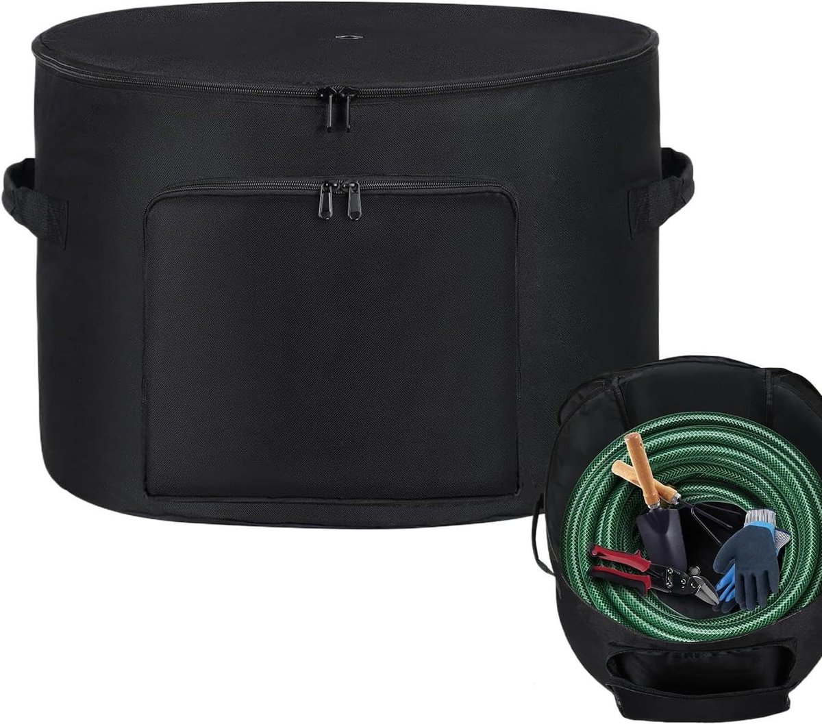 Slang Opbergpot - Hose Container - Tuin Organiseren - Met Afvoer - 45x34 cm - Zwart