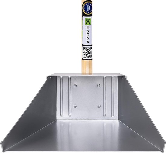 Veegschep lange steel - Metalen vuilnisbak - Grote oppervlakken vegen - Roestbestendig verzinkt staal - 34 x 86 cm - Zilver — afbeelding 3