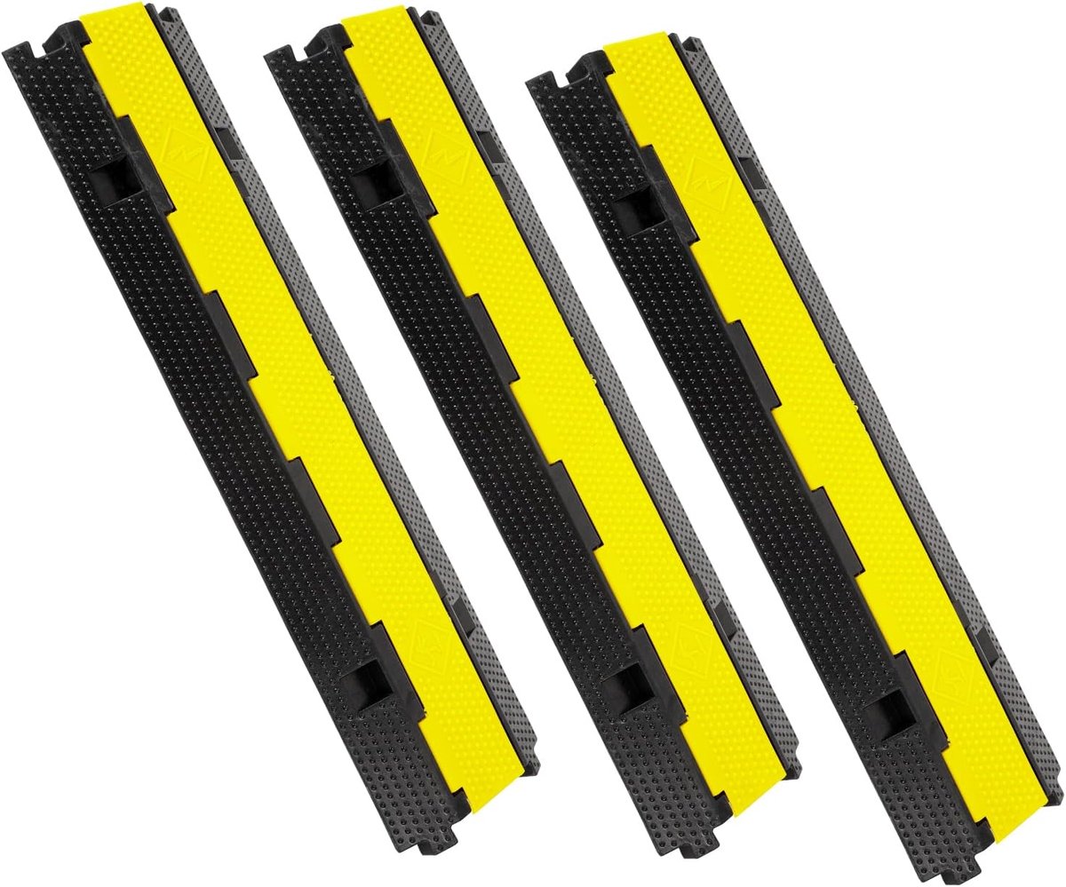 Kabelbrug Rubber - Slang Beschermer - Voertuigen Overrijden - Modulair Ontwerp - 2 Kanalen - Zwart Geel