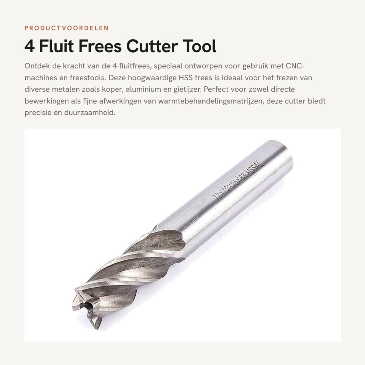 Dailygoods - 4 Fluit Frees - Cutter Tool - 12mm Formaat - Voor Frezen van Metaal - Geschikt voor Boormachine