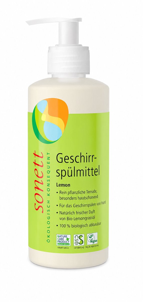 Sonett Afwasmiddel Citroen – 300 ml – Handafwasmiddel met Plantaardige Oppervlakteactieve Stoffen – Mild voor de Huid