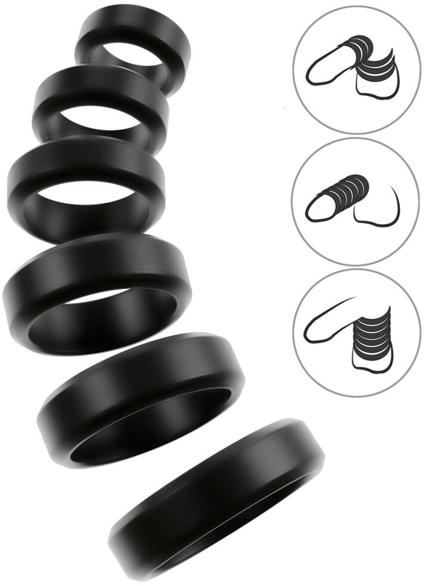 Set Penis- en Ballstrecher Ringen - Ball stretching Ringen - Set Cockringen in Diverse Maten - Cock&Ball Kit