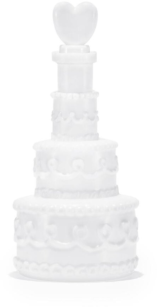 Partydeco Bruiloft mini bellenblaas - bruidstaart - wit - 24x stuks - bedankjes - gasten cadeautjes
