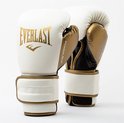 Everlast Powerlock handschoenen, wit met gouden accenten en "POWERLOCK" opdruk.