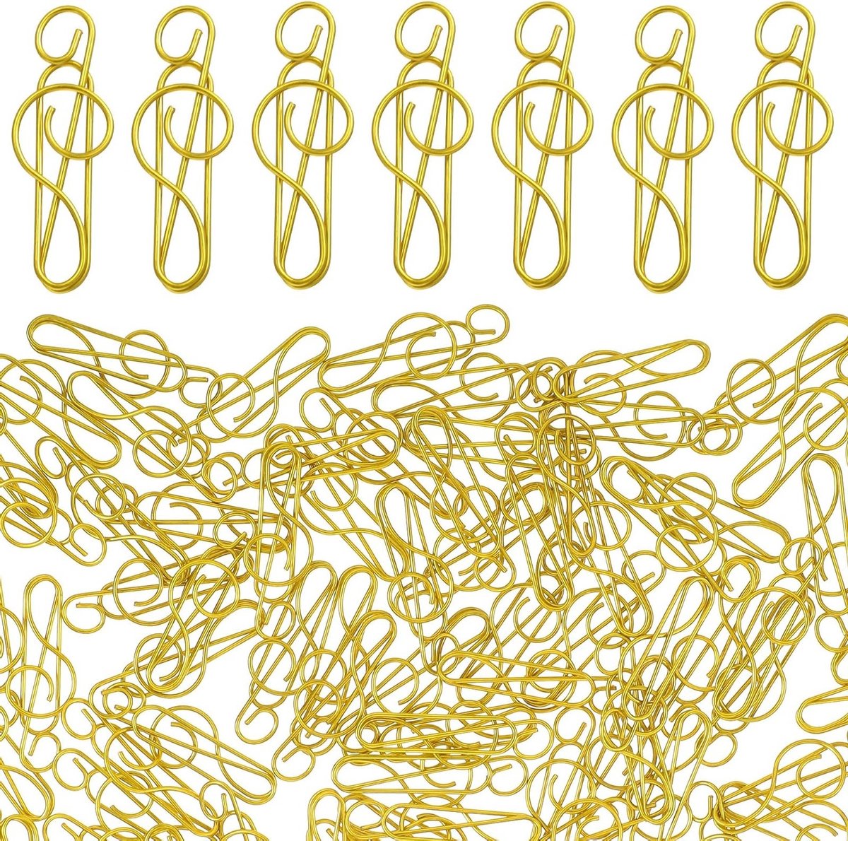 100 stuks gouden paperclips met muzieknoten motief voor kantoor, klaslokaal en archivering, handige klemmen voor notities en memo's