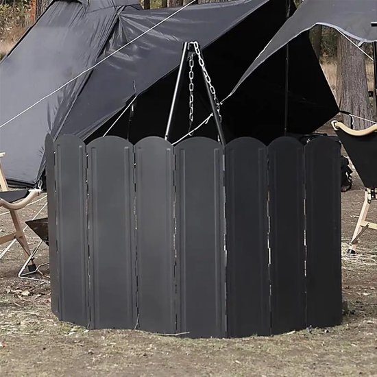 Camping Stove Windshield - Outdoor Kook Scherm - Efficiënt Koken Buiten - Opvouwbaar 8-Delig Ontwerp - 50CM Hoog - Zilverkleurig — afbeelding 3