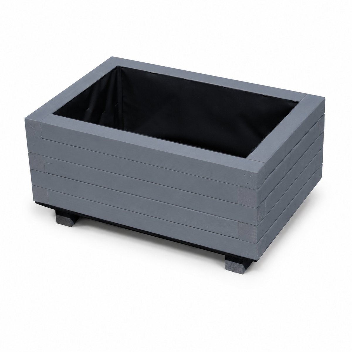 Plant&Bak Tuinbak Vurenhout L60 × B40 × H30 cm – Houten Plantenbak voor Buiten – Langwerpige Bloembak met Waterdichte Binnenbekleding – Antraciet
