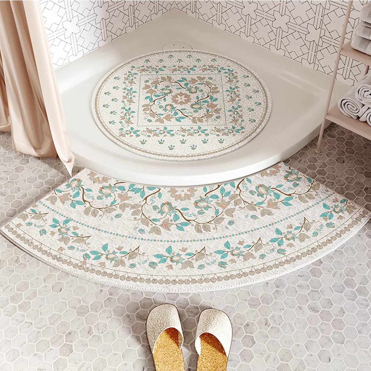 Douchemat Set - Badmatten - Veilig Douchen - Antislip PVC - 2-delig 50cm+boog - Groen