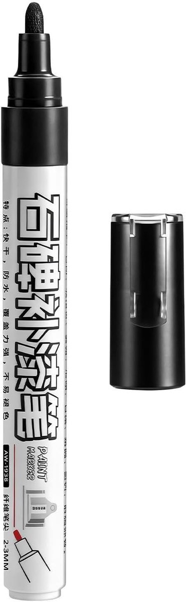 Grafmarker Pen - Waterdichte Lakstift - Duurzaam Markeren - Sneldrogende Inkt - 14 cm - Zwart
