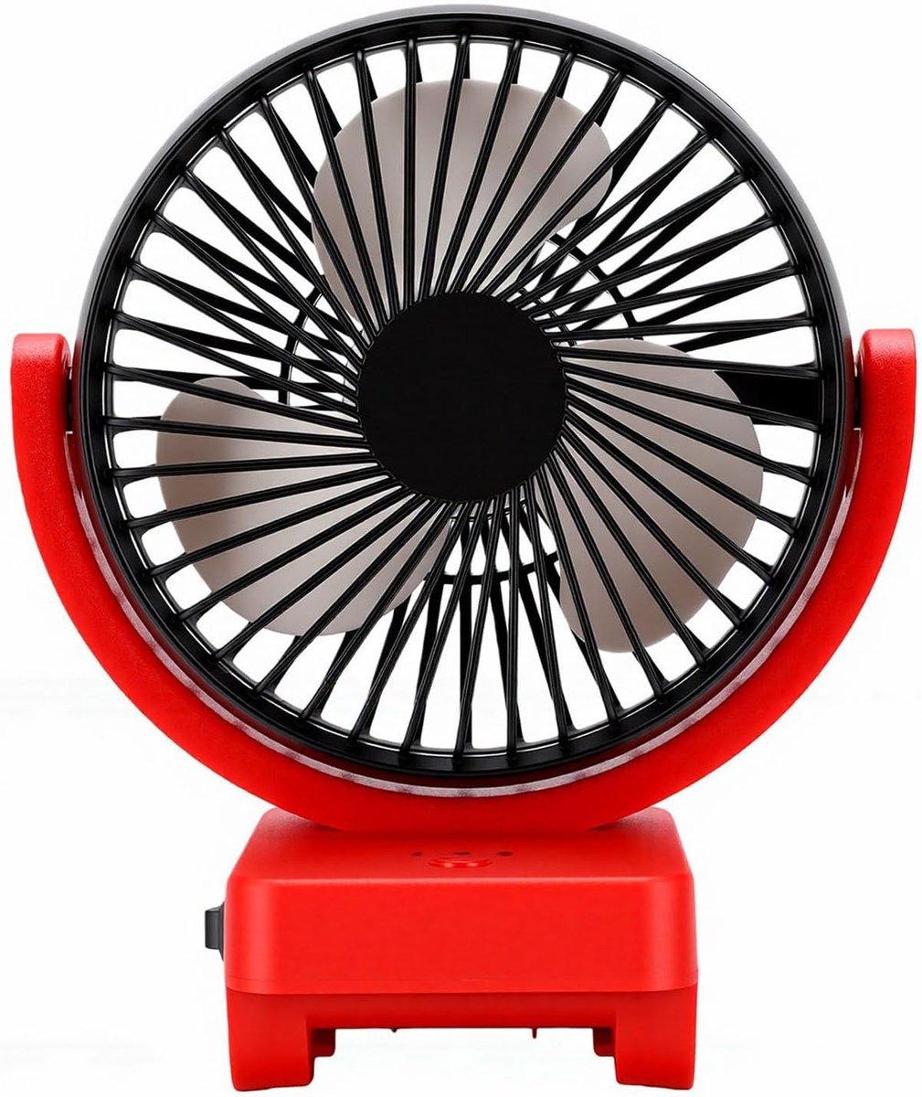 Draadloze Werkplekventilator - Draagbare Ventilator - Koelte Binnen - 360 Graden Draaibaar - 21x14.5x11.5 cm - Zwart