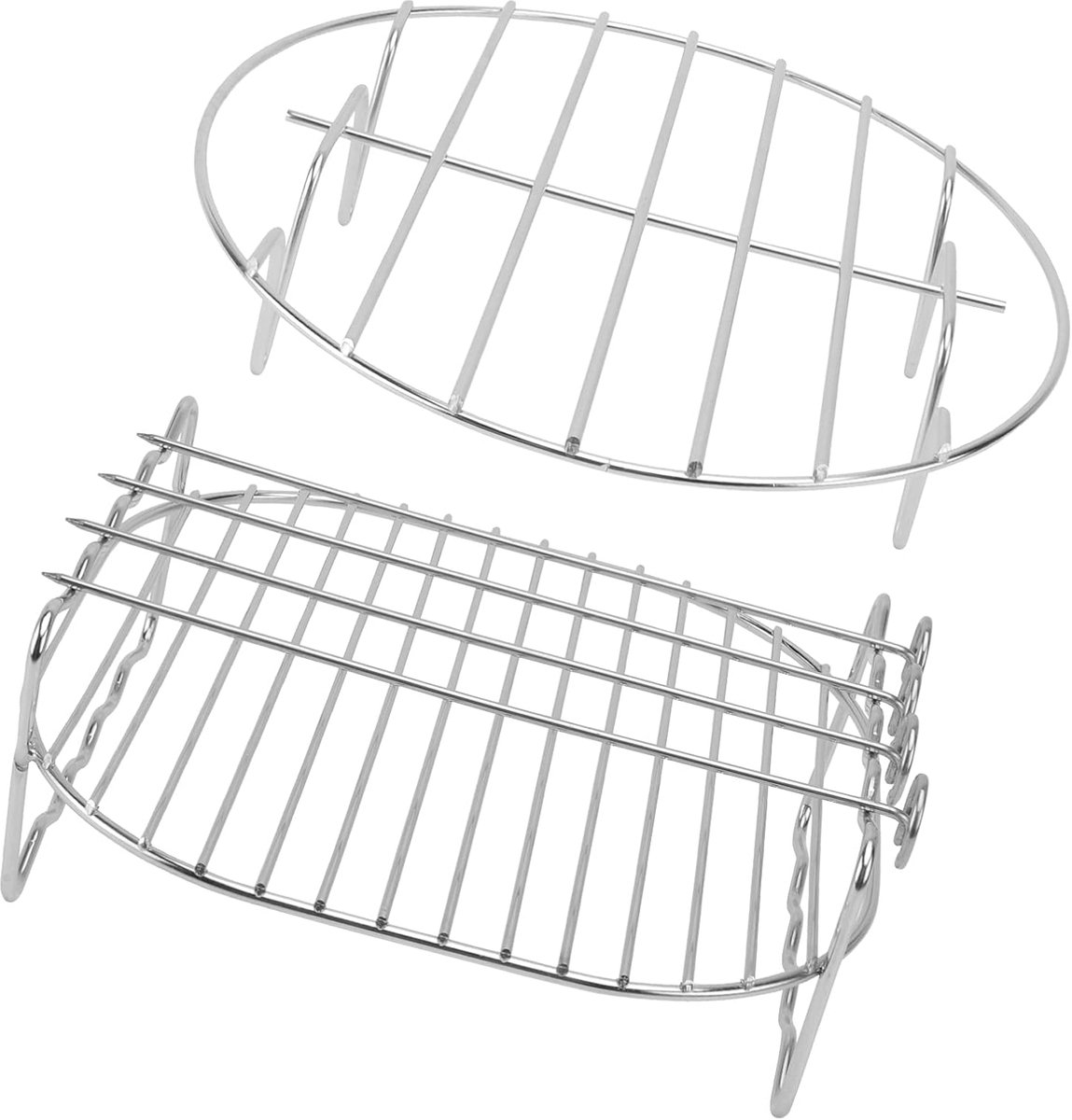 Dubbel Grilling Rack Spiesjesrek Airfryer Barbecue en Grillen Dubbellaags Ontwerp 19 cm Zilver