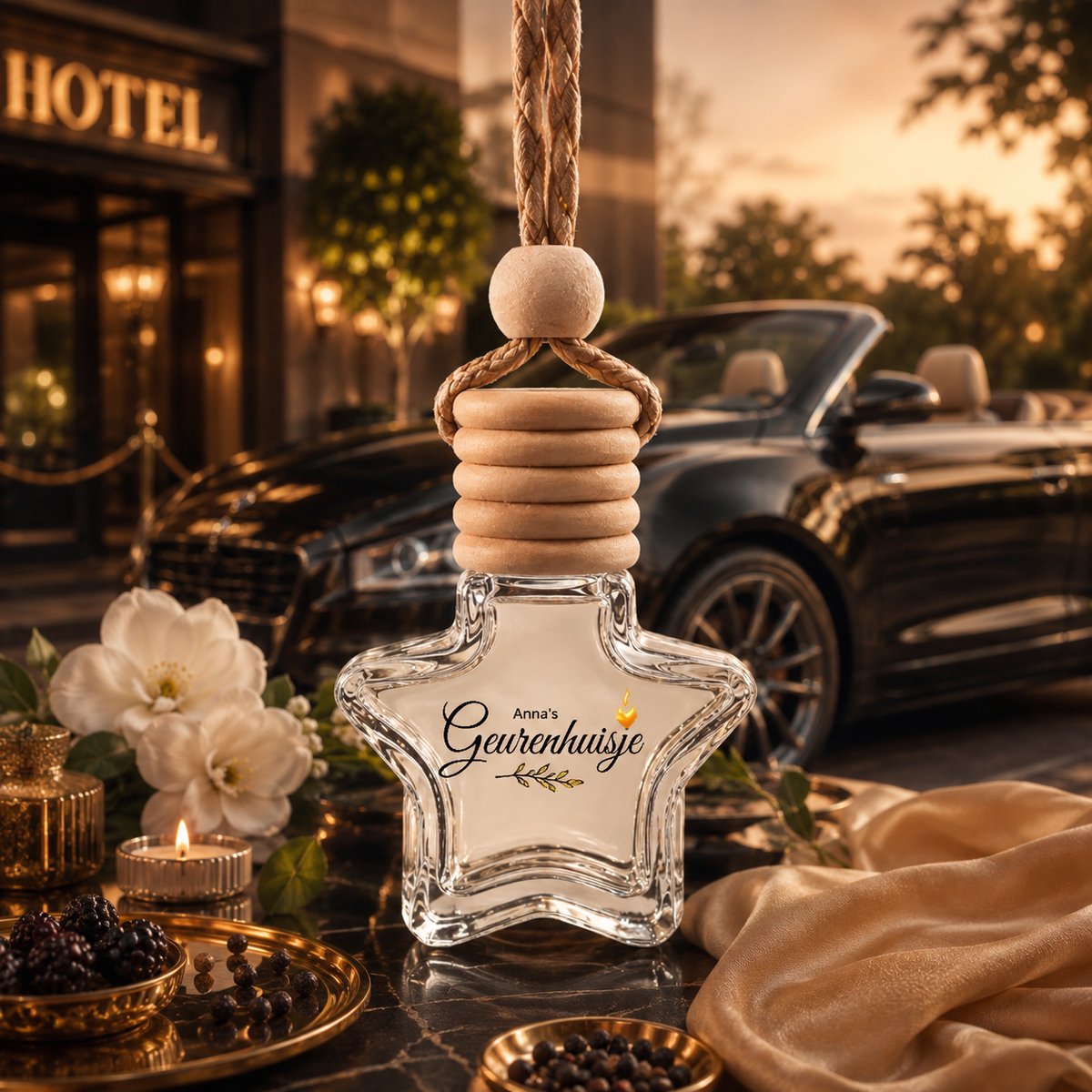 Anna's Geurenhuisje - Autoparfum - Creamy Musk & Sandalwood - Auto verfrisser - Dierproefvrij - Handmade - Huisparfum