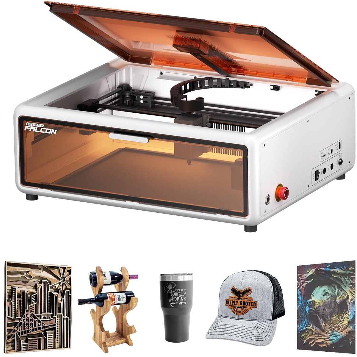 Creality Falcon A1 10W Laser Graveermachine Wit - with Air Assist and HD Camera Positioning - 600 mm/s Snelsnelheid - 381 x 305mm - Pre-Assembled - No installation required - Lasergraveermachine - Laser Cutter - Laser Snijmachine - Laser Engraver