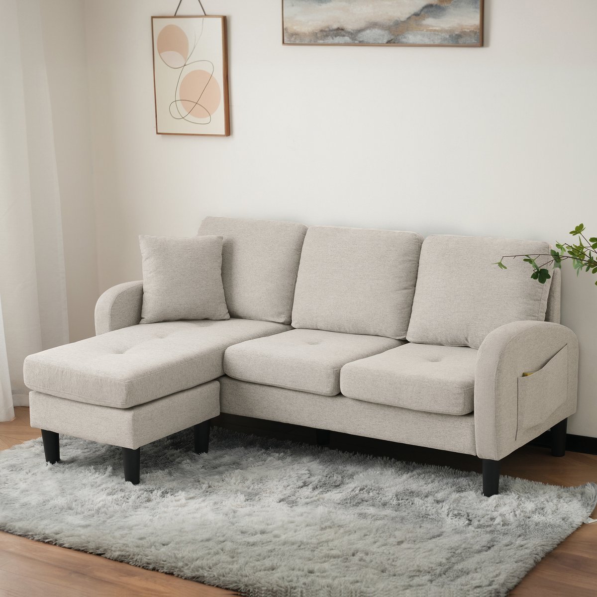 DESMIU Hoekbank 166 x 118 x 77 cm - Modulaire Chaise Longue Met Links Of Rechts Opstelling