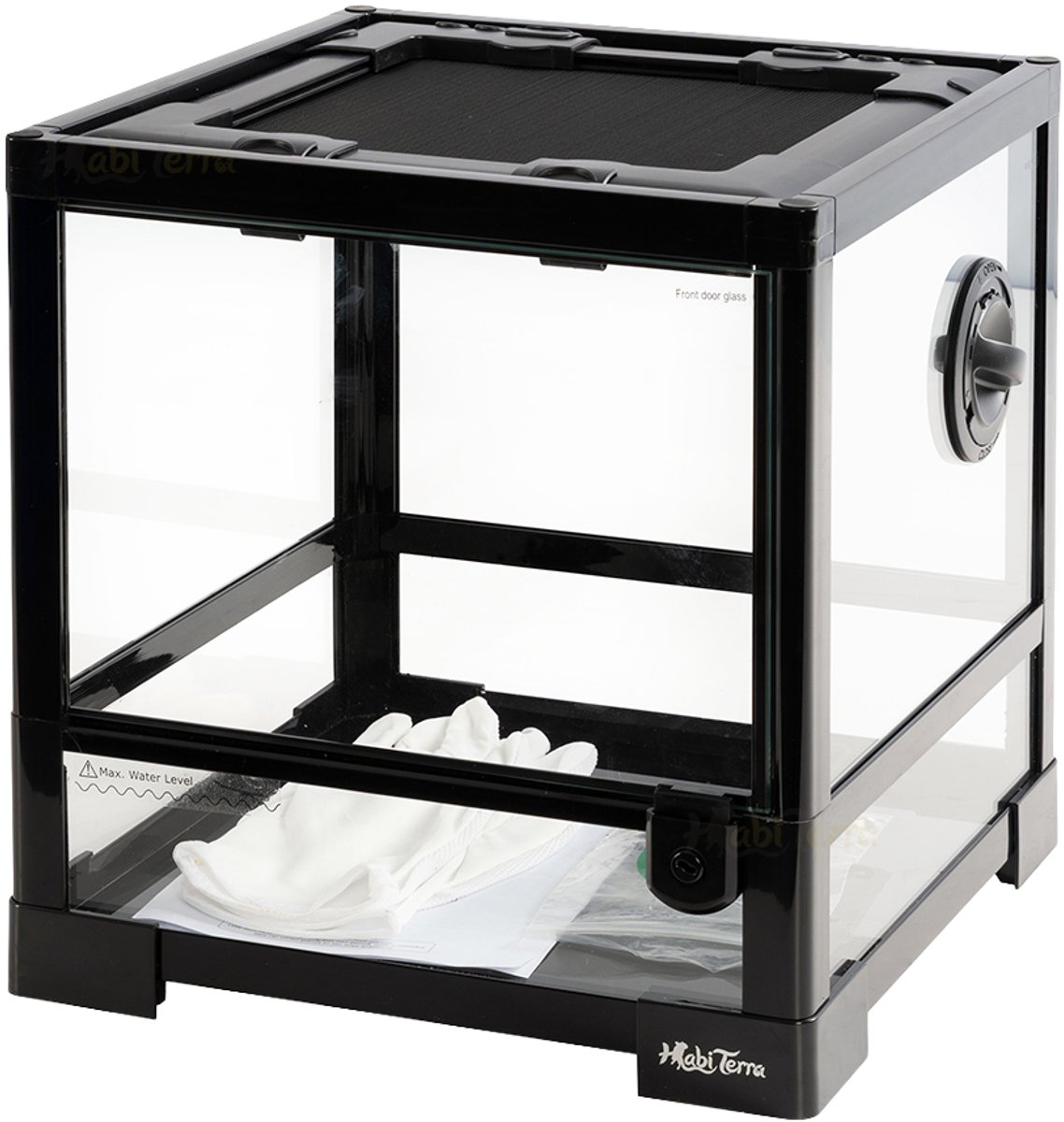 HabiTerra – Vogelspin Terrarium 30x30x32 cm – Glazen Terrarium met Ventilatie en Dubbele Toegang – Geschikt voor Vogelspinnen, Gekko's, Schorpioenen en andere kleine reptielen of insecten