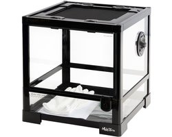 HabiTerra – Vogelspin Terrarium 30x30x32 cm – Glazen Terrarium met Ventilatie en Dubbele Toegang – Geschikt voor Vogelspinnen, Gekko's, Schorpioenen en andere kleine reptielen of insecten