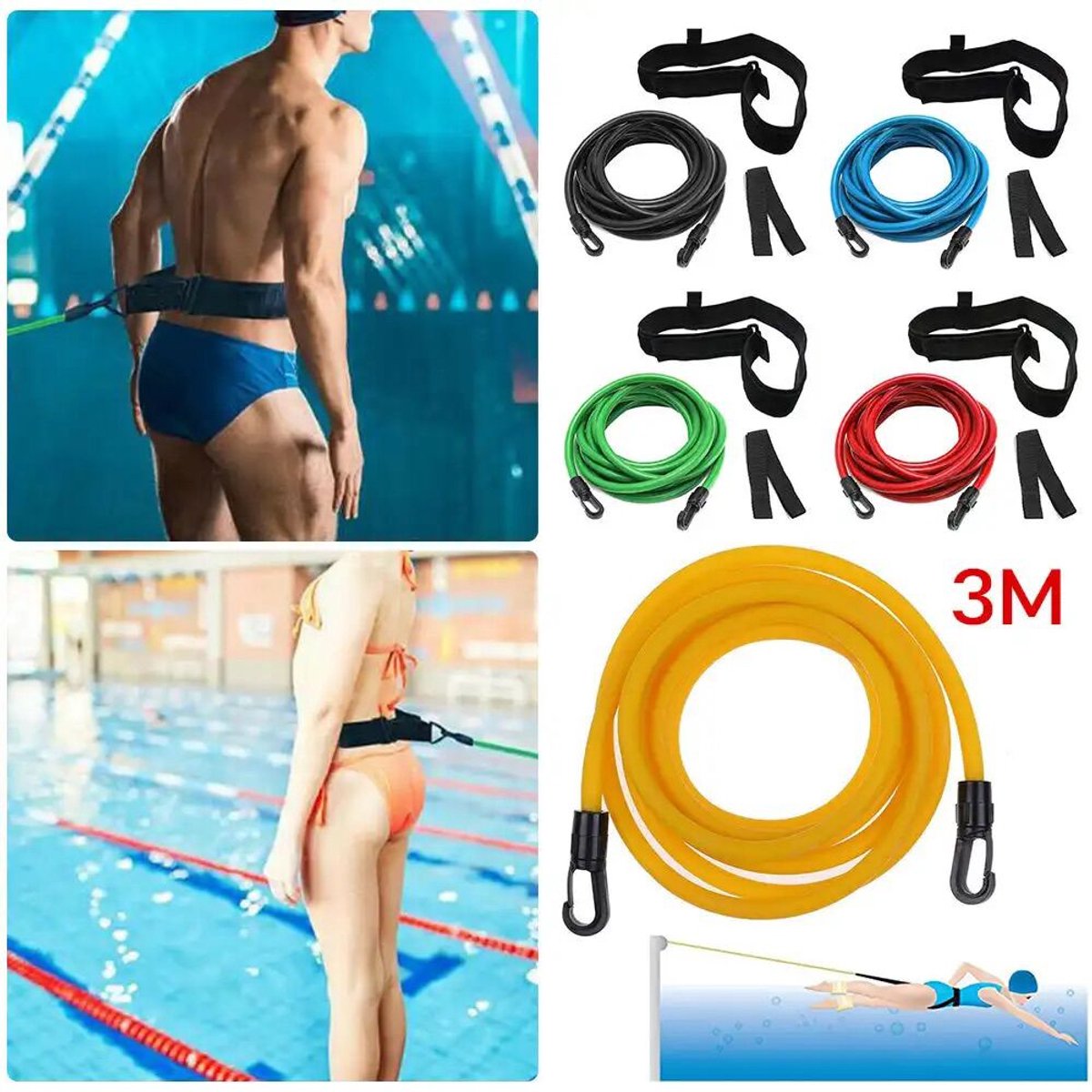 Padisport Zwemtrainer 3M - Zwemelastiek - Zwemgordel - Zwemelastiek Volwassen - Zwemriem - Zwemelastiek Met Weerstand - Swimtrainer