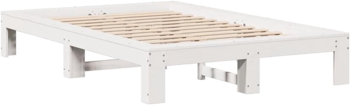 Houten Bedframe - Slaapmeubel - Rustgevende Slaap - Massief Grenenhout - 120x200 cm - Wit