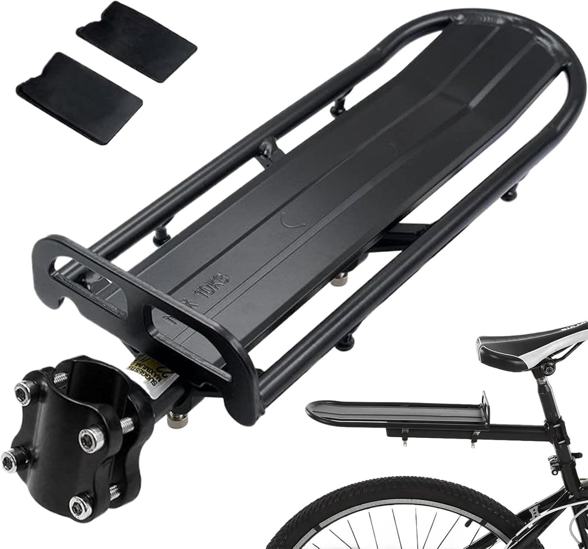 Fiets Achterdrager - Bagagedrager Fiets - Bagage Vervoeren - Lichtgewicht Aluminium - 10kg Lading - Zwart