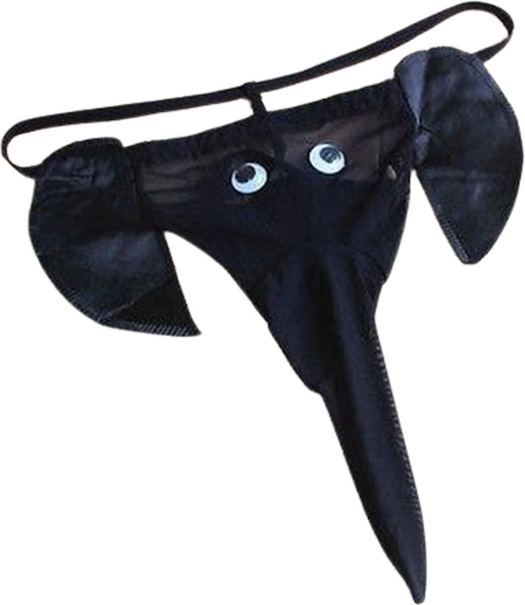 Okado Grappige Heren String Olifant Zwart – Elastisch One Size Ondergoed met Slurf – Humor Cadeau voor Date, Vrijgezellenfeest en Pride Party