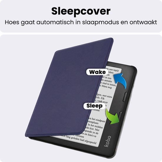 Hoes Geschikt voor Kobo Libra 2 - Luxe E-reader Bescherm Case - Hoesje Book Cover - Donkerblauw — afbeelding 3