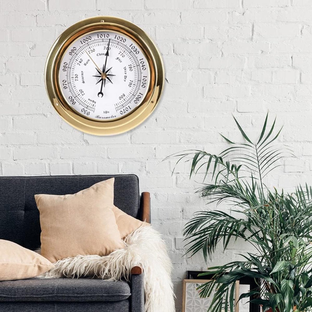 Glazen Weerstation - Barometer Thermometer - Weer Voorspellen - Drie-in-één meting - 145 mm - Messing