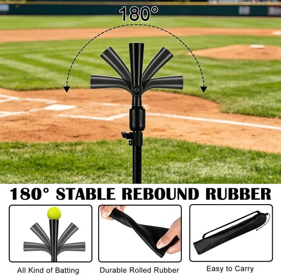 Honkbal Statief - Softbal Tee - Slag Training - Verstelbare Hoogte - 59-101 cm - Zwart — afbeelding 5